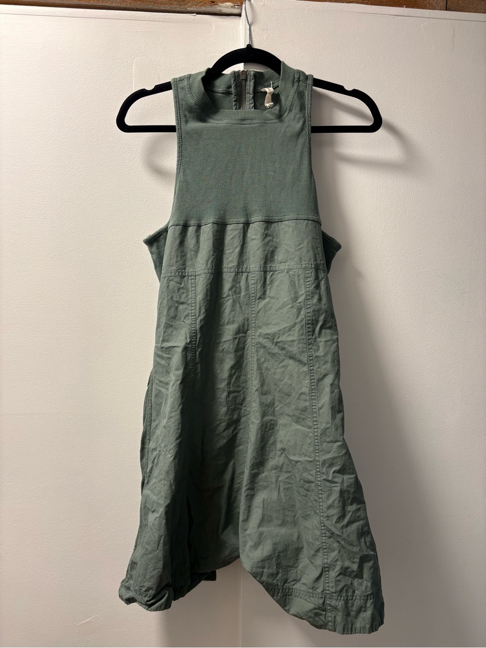 Anthropologie XL Daily Practice Sage Green Swing Back Zip Fit and Flare Dress